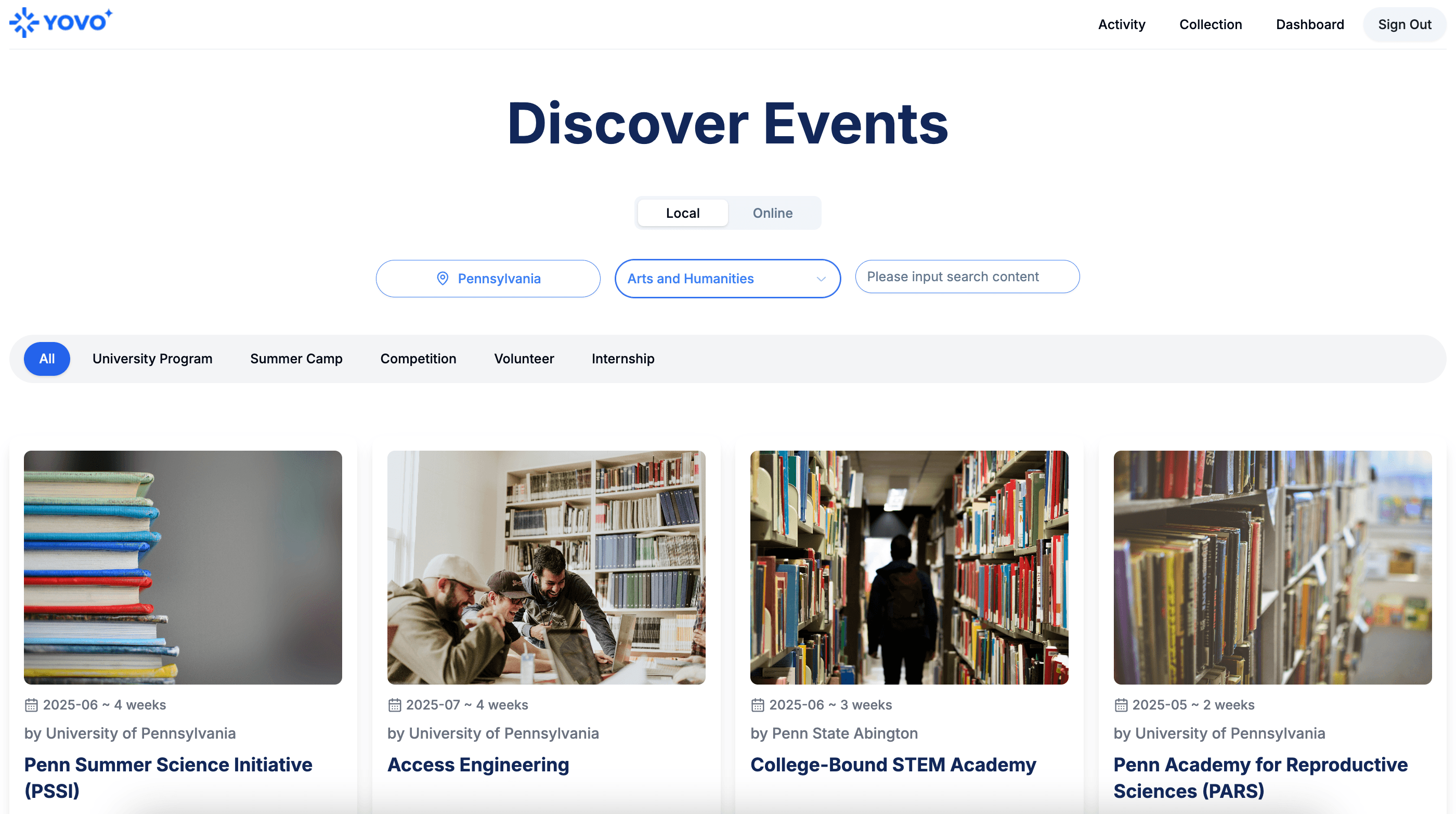 Yovo Platform Screenshot