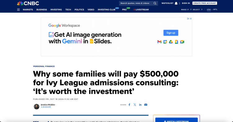 Why some families will pay $500,000 for Ivy League admissions consulting